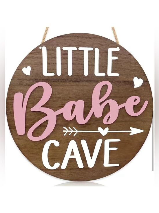 Other - New Rustic Little Babe Cave Pink Wood Door Sign